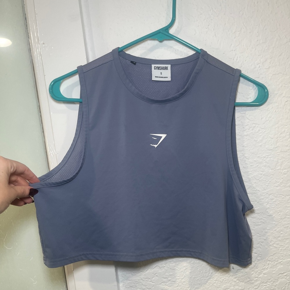 Gymshark Blue Boxy Crop Muscle Tee